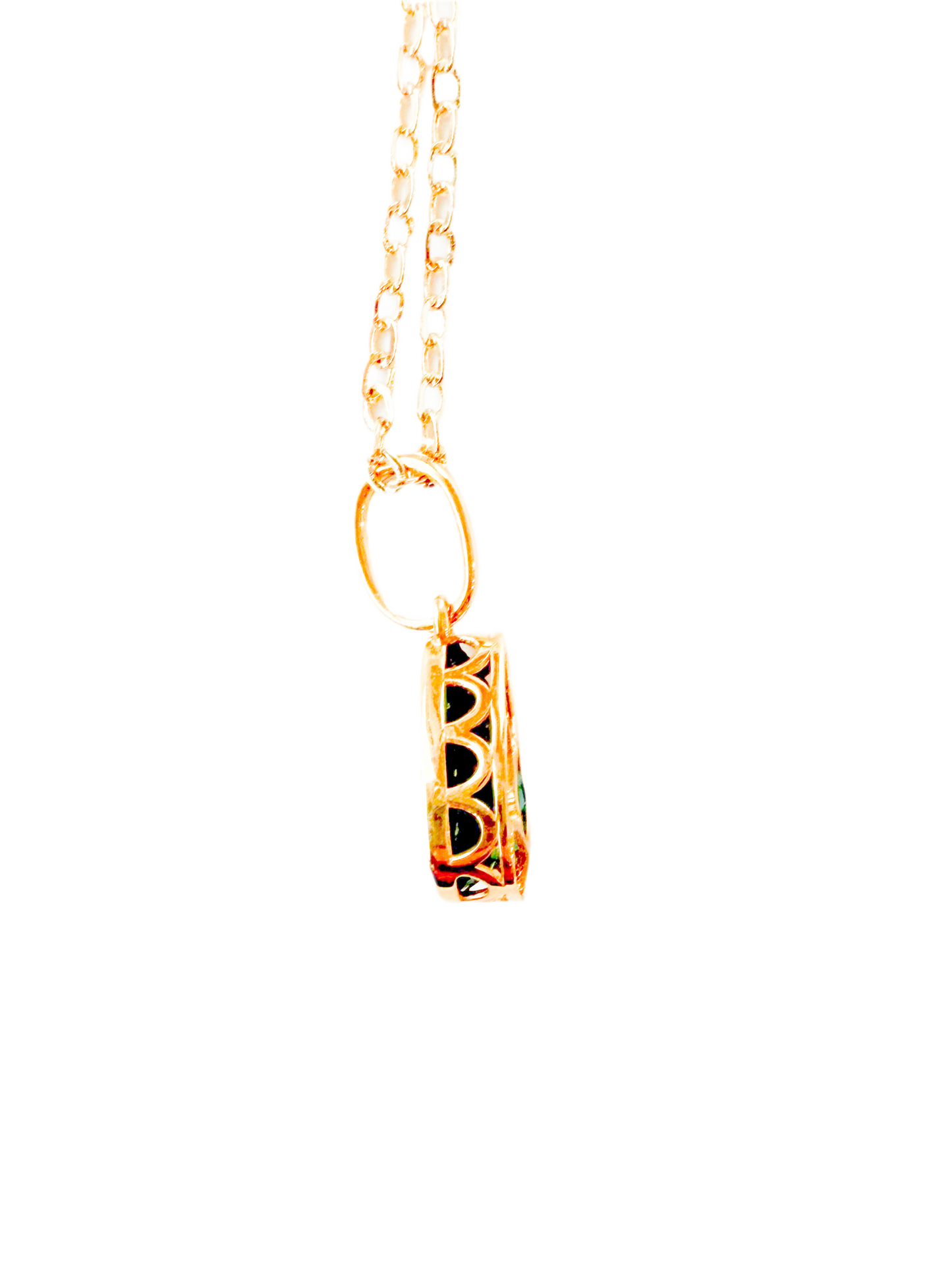 Teal green tourmaline pendant necklace