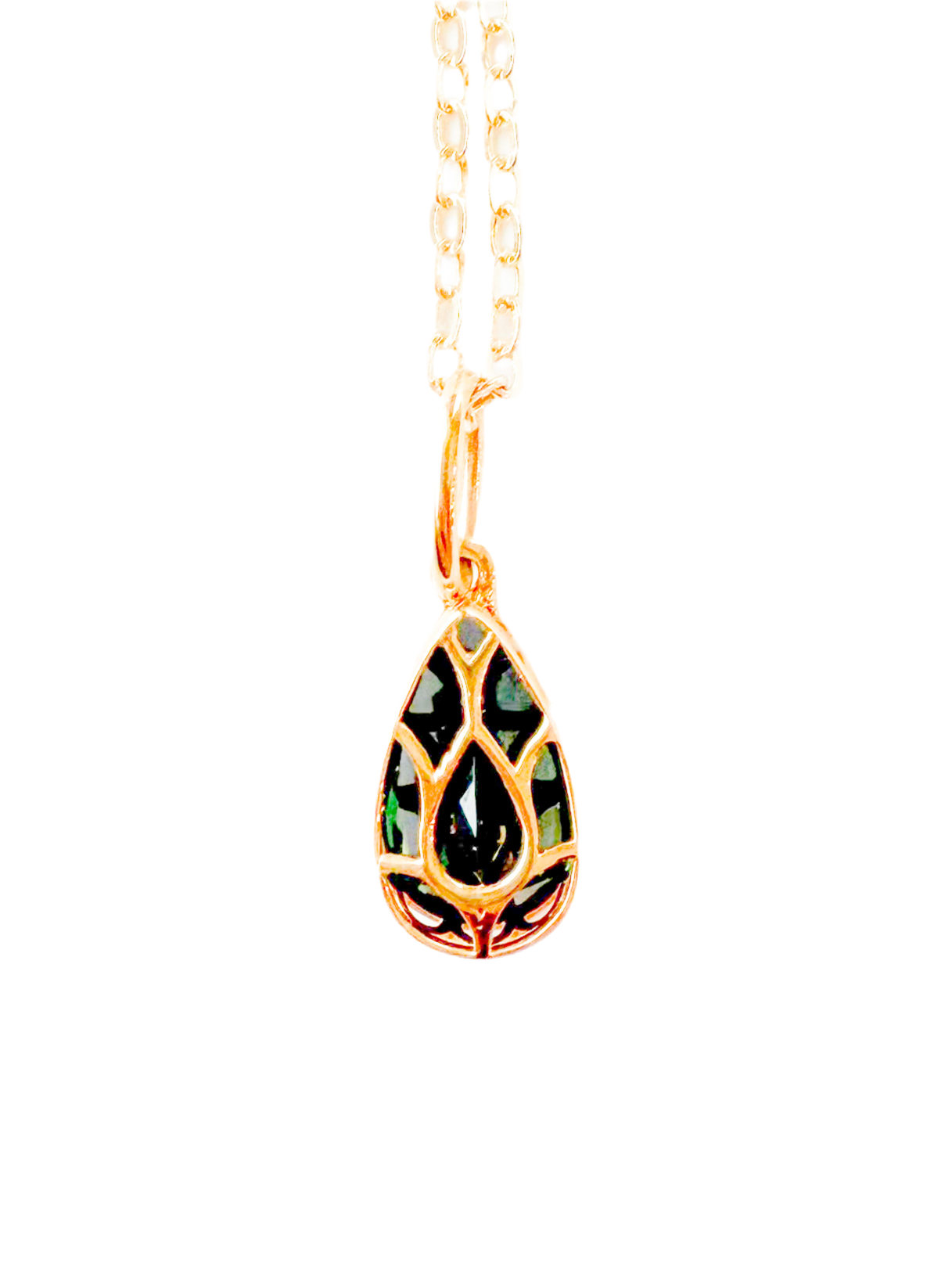 Teal green tourmaline pendant necklace