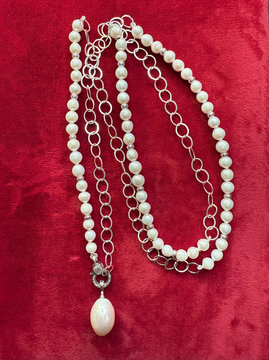 Akoya and Sterling necklace