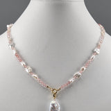 Keshi and rose quartz necklace