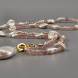 Keshi and rose quartz necklace