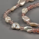 Keshi and rose quartz necklace