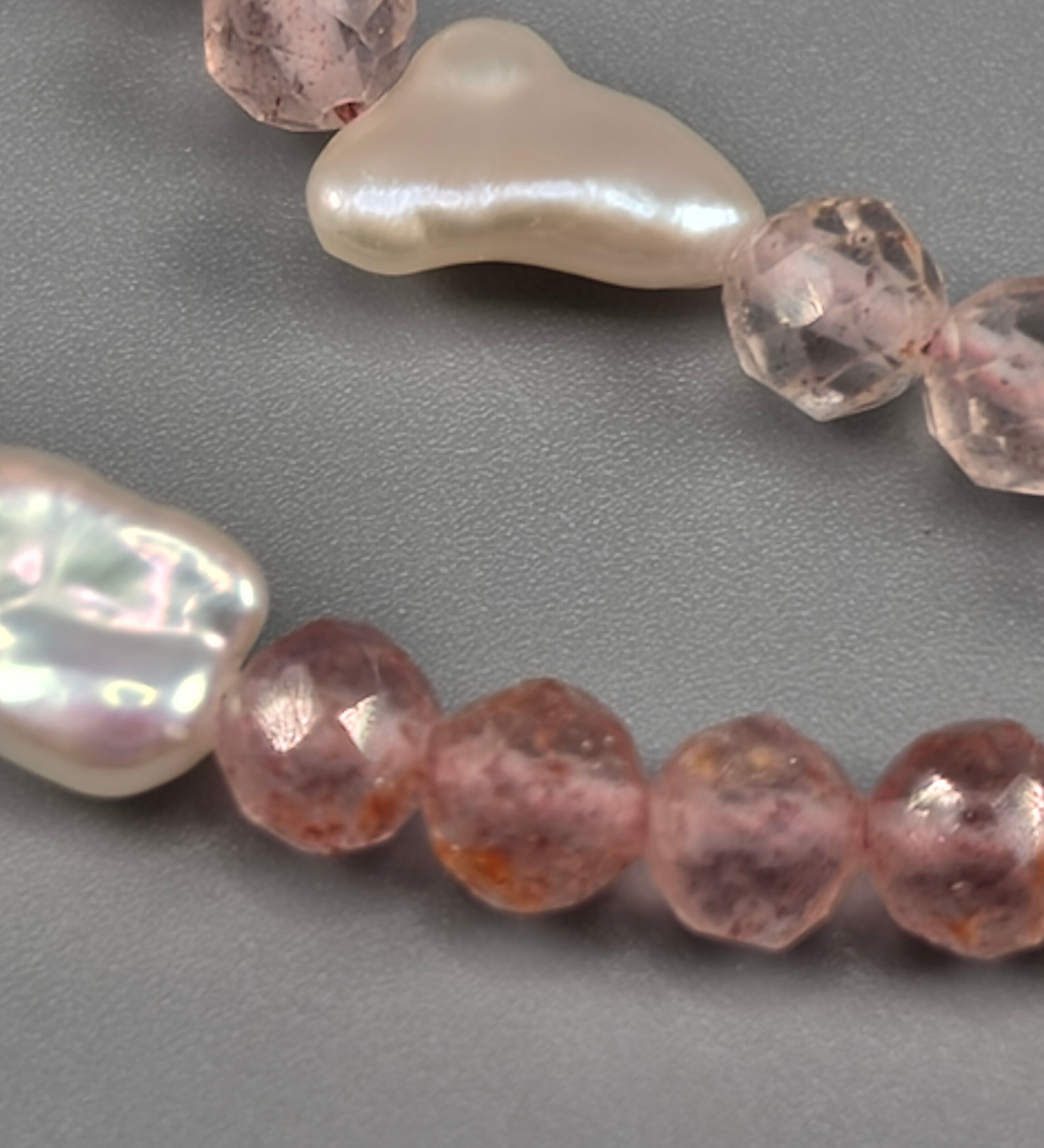 Keshi and rose quartz necklace