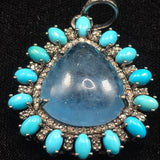 Aquamarine and turquoise pendant