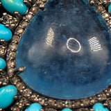 Aquamarine and turquoise pendant