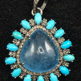 Aquamarine and turquoise pendant