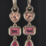 Tri-color pink topaz dangle earrings