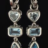 Tri-color blue topaz dangle earrings