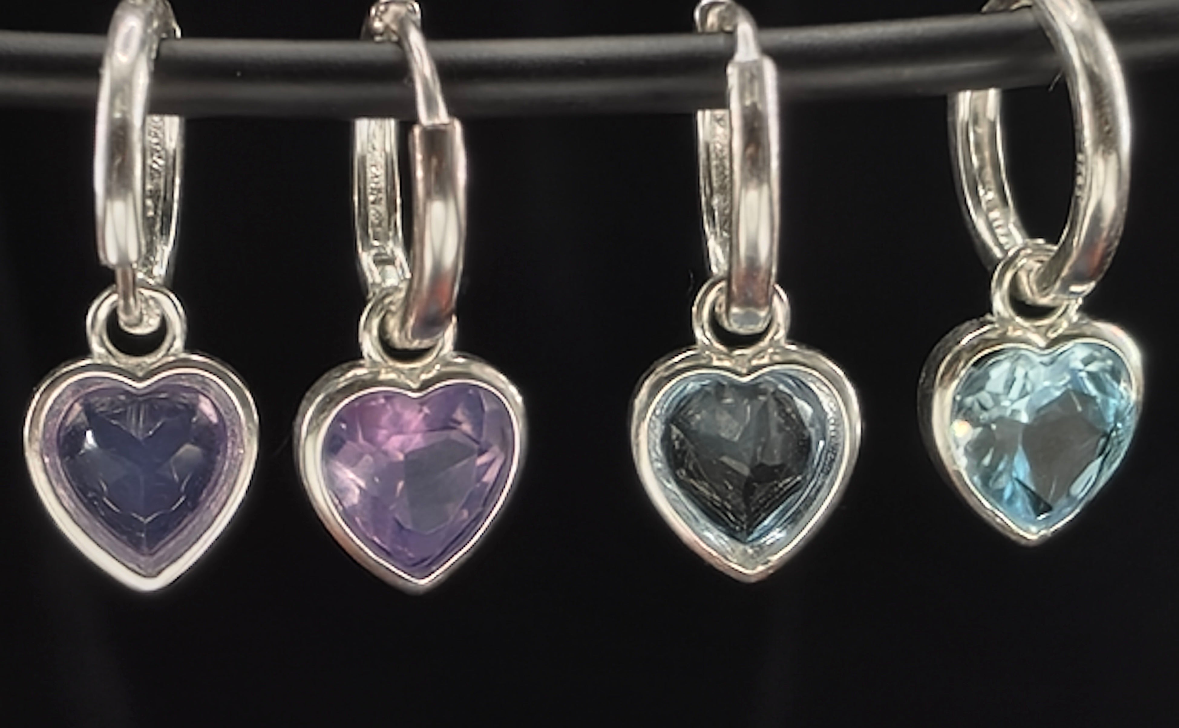 Lavender quartz heart dangle earrings