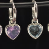 Blue topaz heart dangle earrings