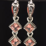 Pink tourmaline dangle earrings
