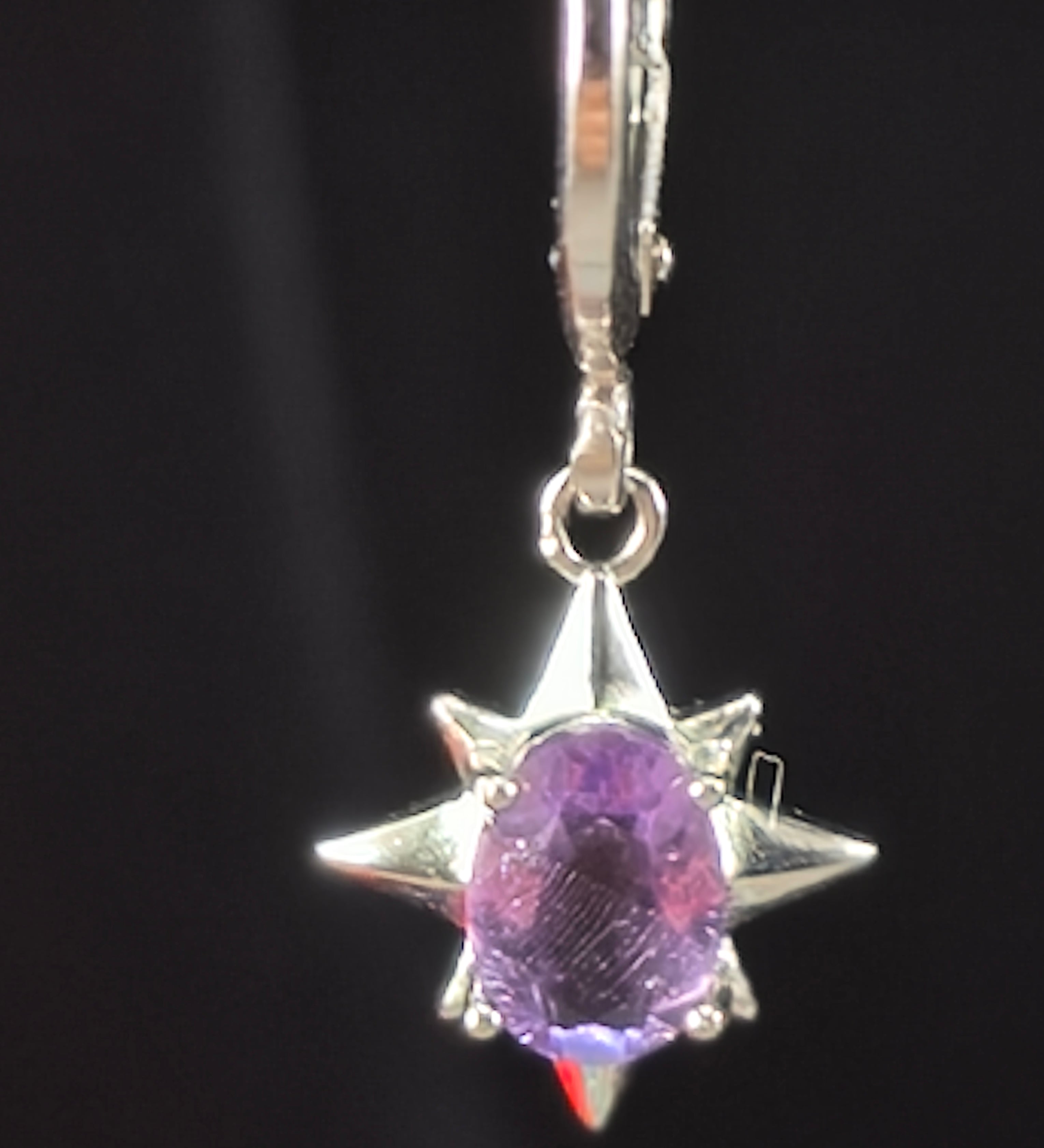 Amethyst star dangle earrings