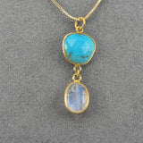 Turquoise and moonstone pendant necklace