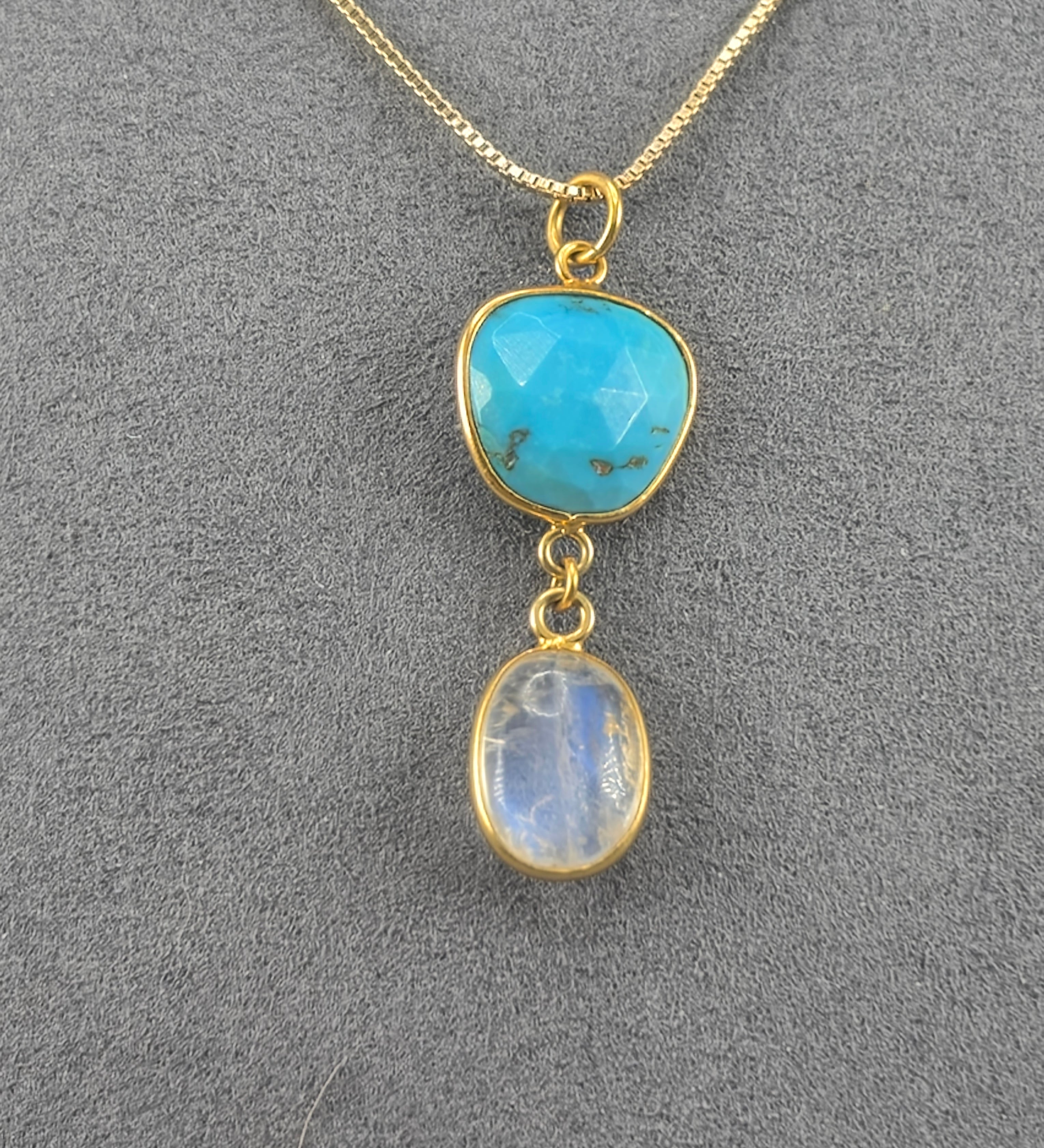 Turquoise and moonstone pendant necklace
