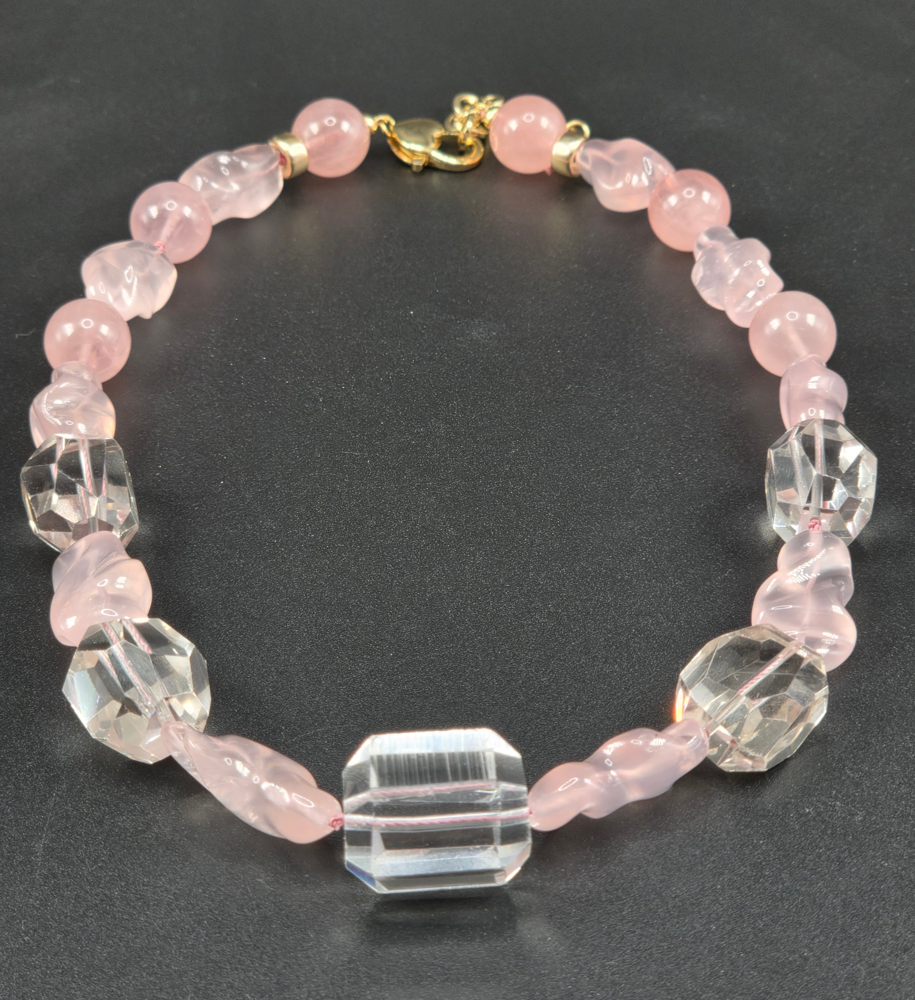 Rose and lemurian quartz necklace