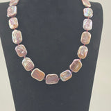 Pink rectangle pearl necklace