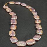 Pink rectangle pearl necklace