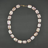 Pink rectangle pearl necklace