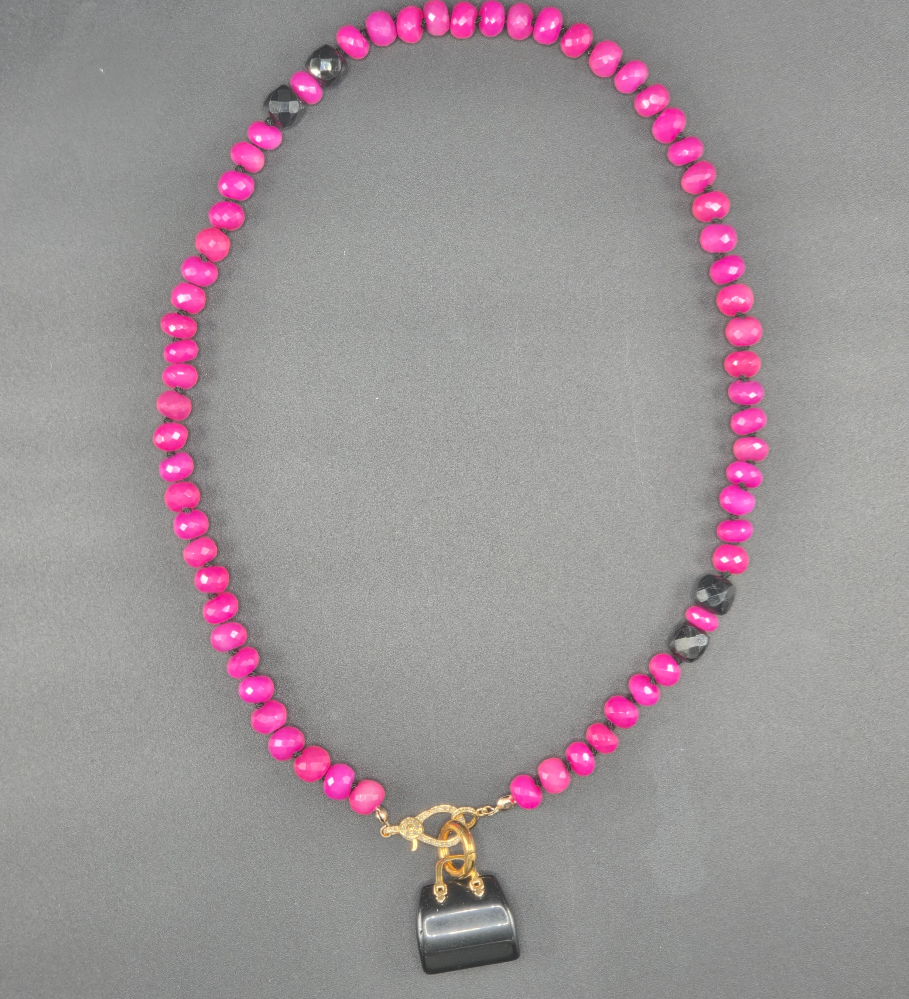 Pink chalcedony necklace