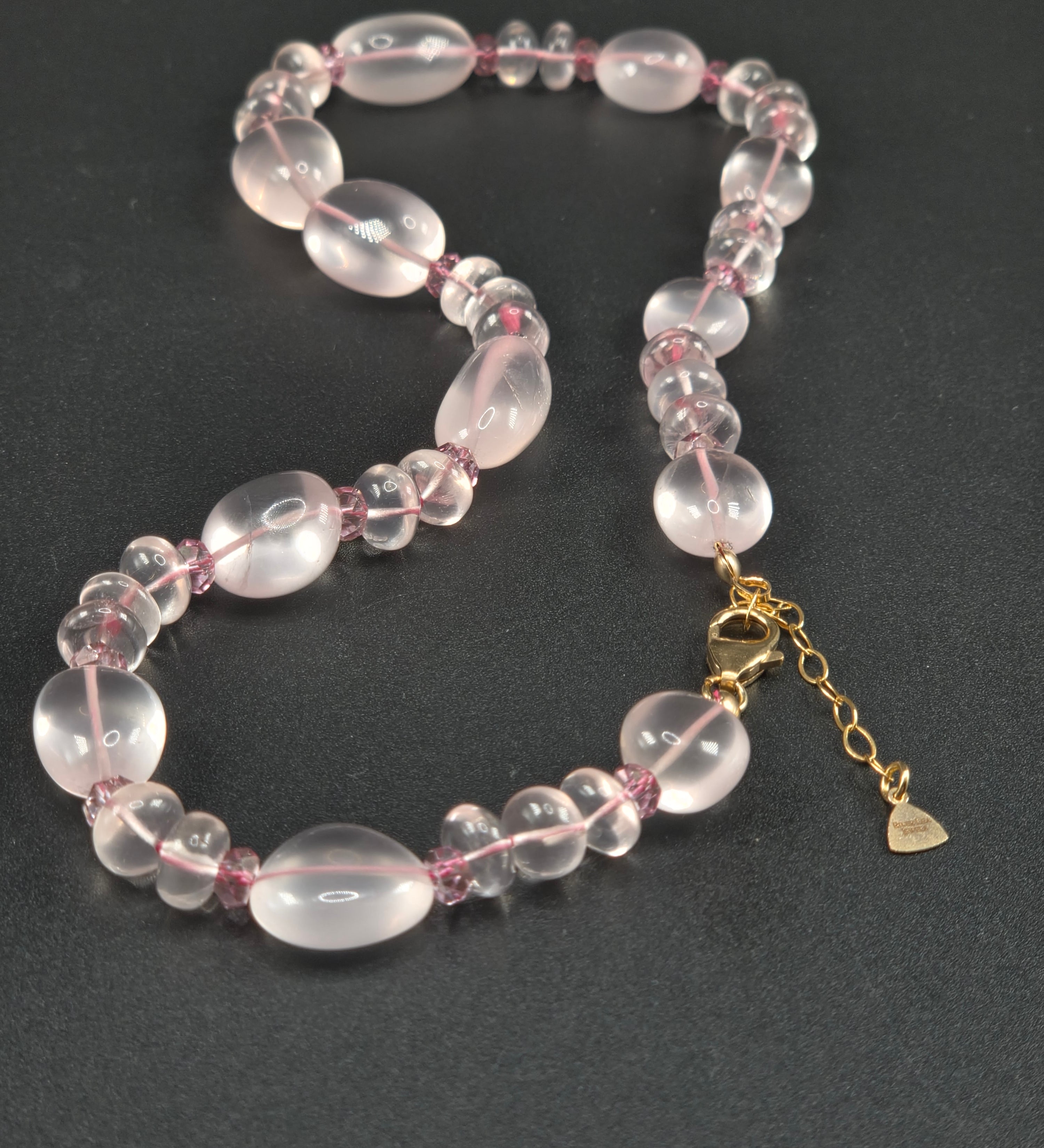 Rose quartz and pink topaz necklace