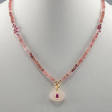 Pink tourmaline and pearl necklace