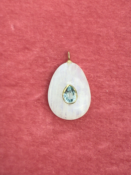 Moonstone and blue topaz pendant