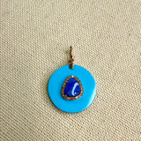 Turquoise, opal and diamond pendant