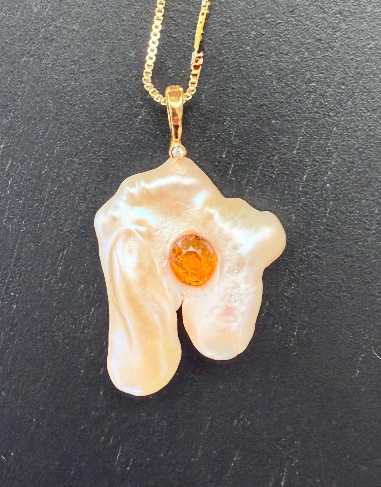 Mali garnet and pearl necklace