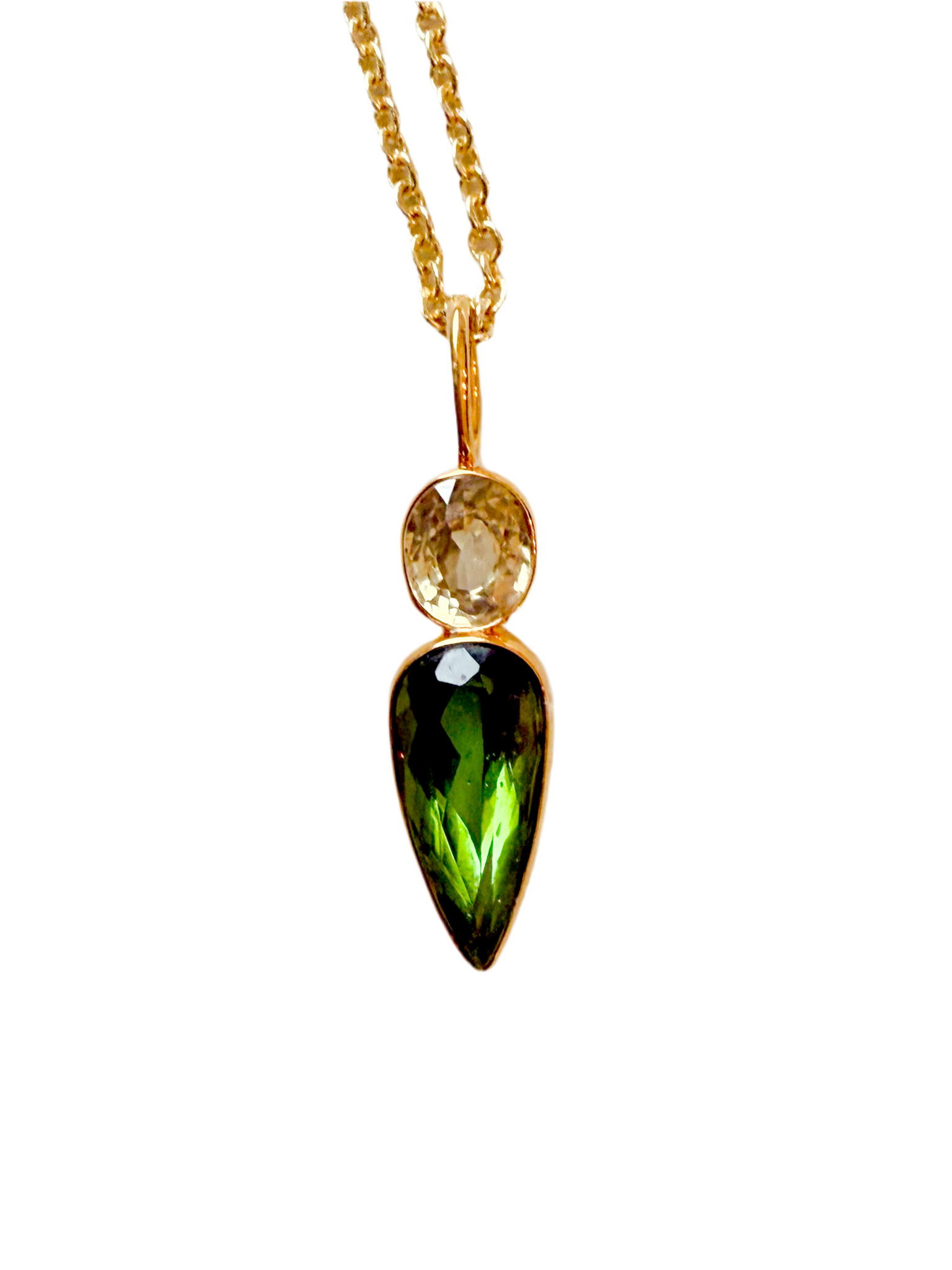Green tourmaline and zircon necklace