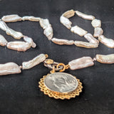 Biwa Pearls and Athena Coin Necklace