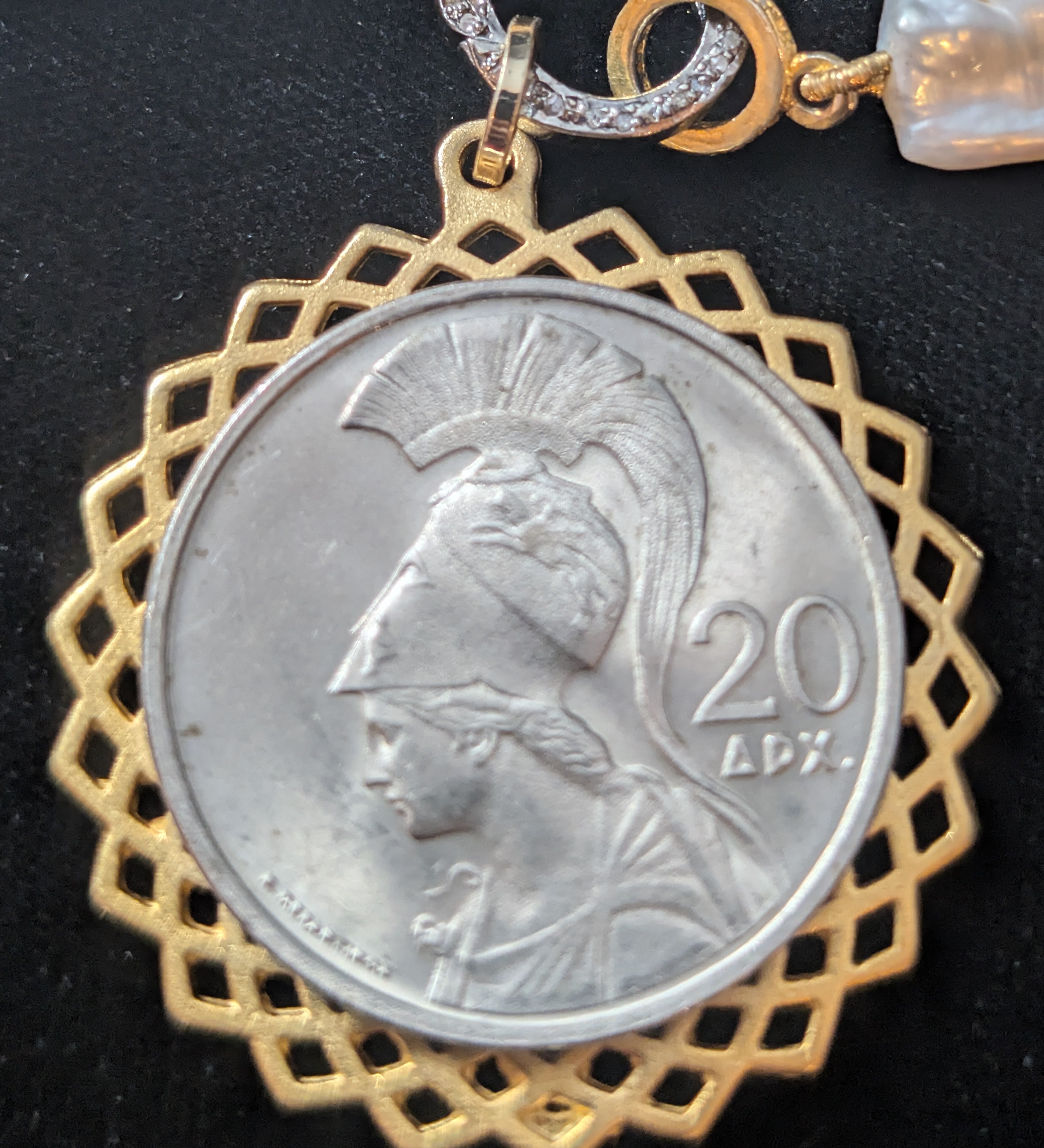 Biwa Pearls and Athena Coin Necklace