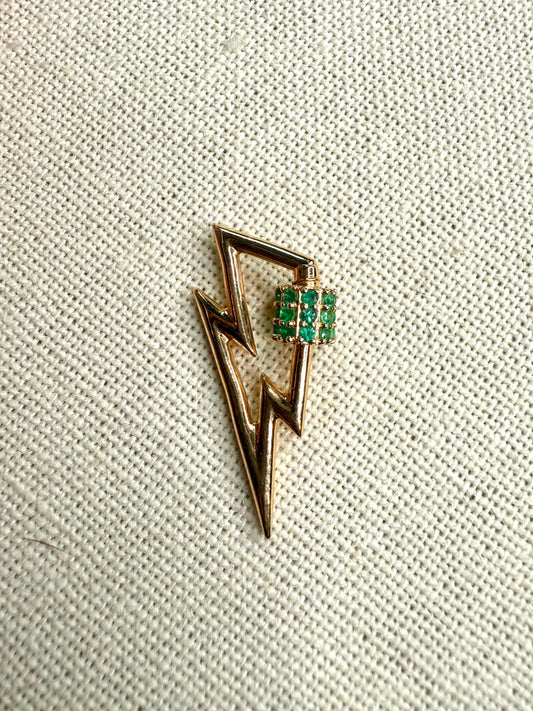 Gold and emerald lightning bolt pendant