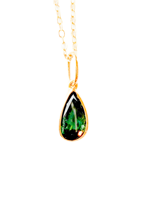 Teal green tourmaline pendant necklace