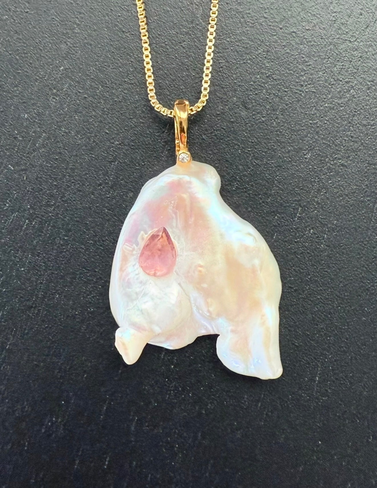 Spinel and pearl necklace