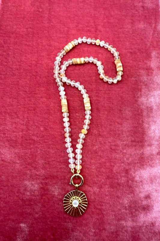 Topaz and mother of pearl necklace