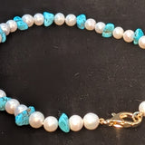 Kingman Turquoise and Freshwater Pearl Necklace