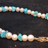 Kingman Turquoise and Freshwater Pearl Necklace