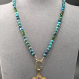 Chrysocolla and diopside necklace