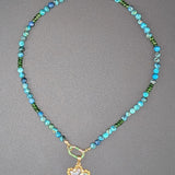 Chrysocolla and diopside necklace