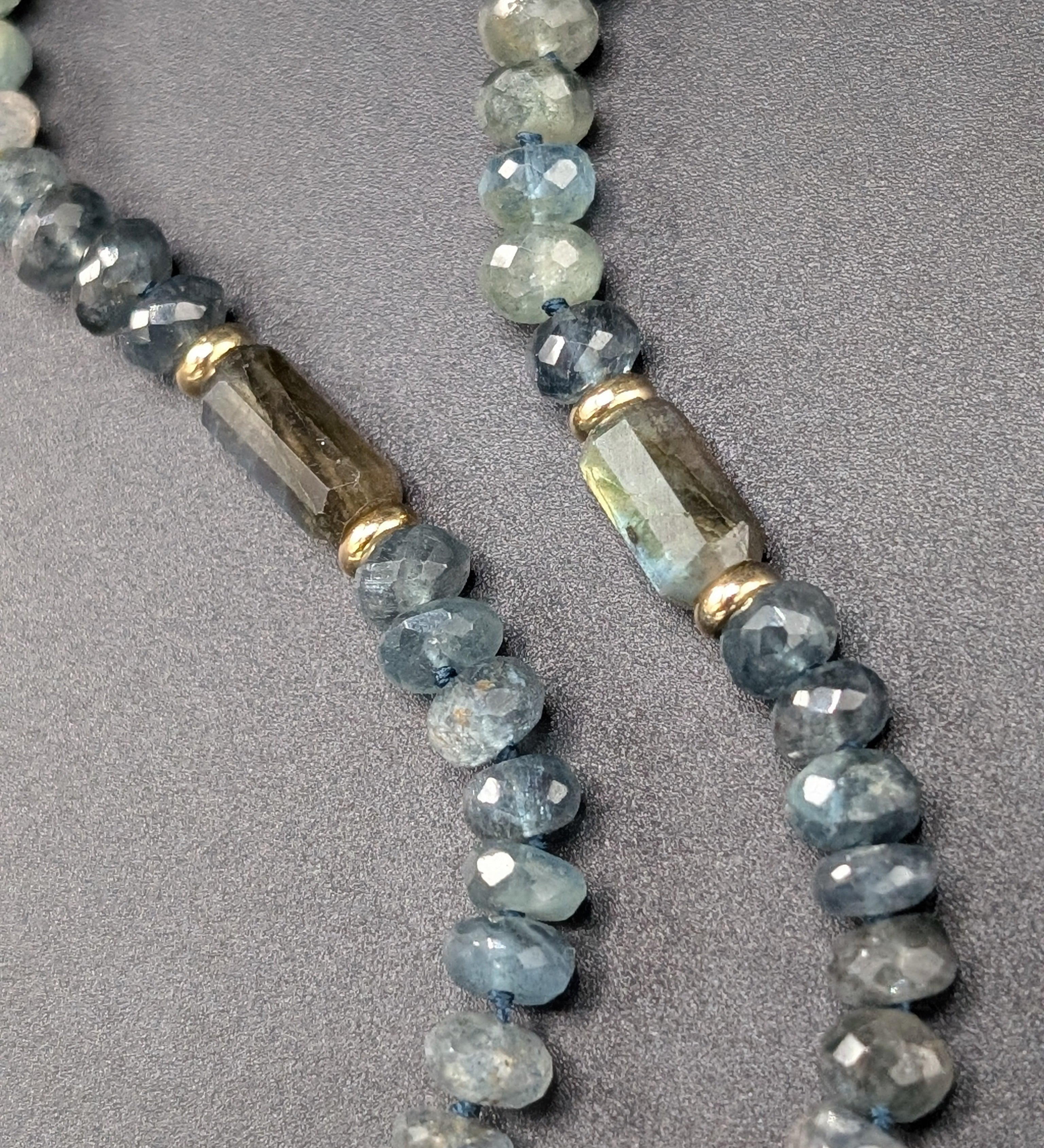 Moss aquamarine and labradorite necklace